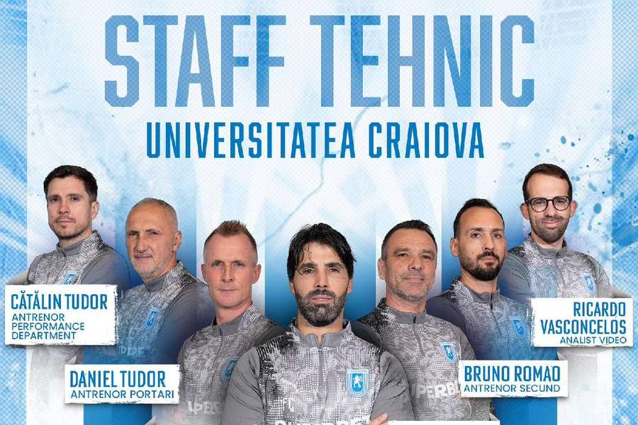 Universitatea Craiova a prezentat componența staff-ului tehnic care îl va însoți pe Filipe Coelho