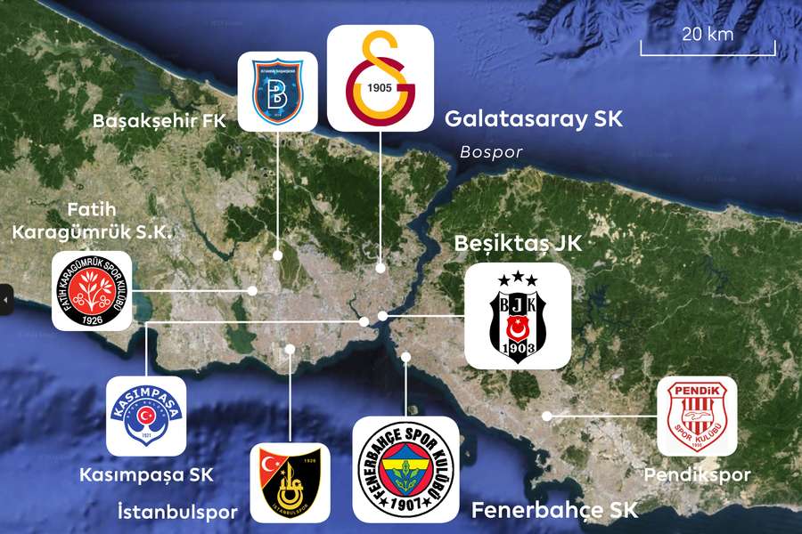 Oito das 20 equipas da edição de 2023/24 da Superliga turca têm sede em Istambul
