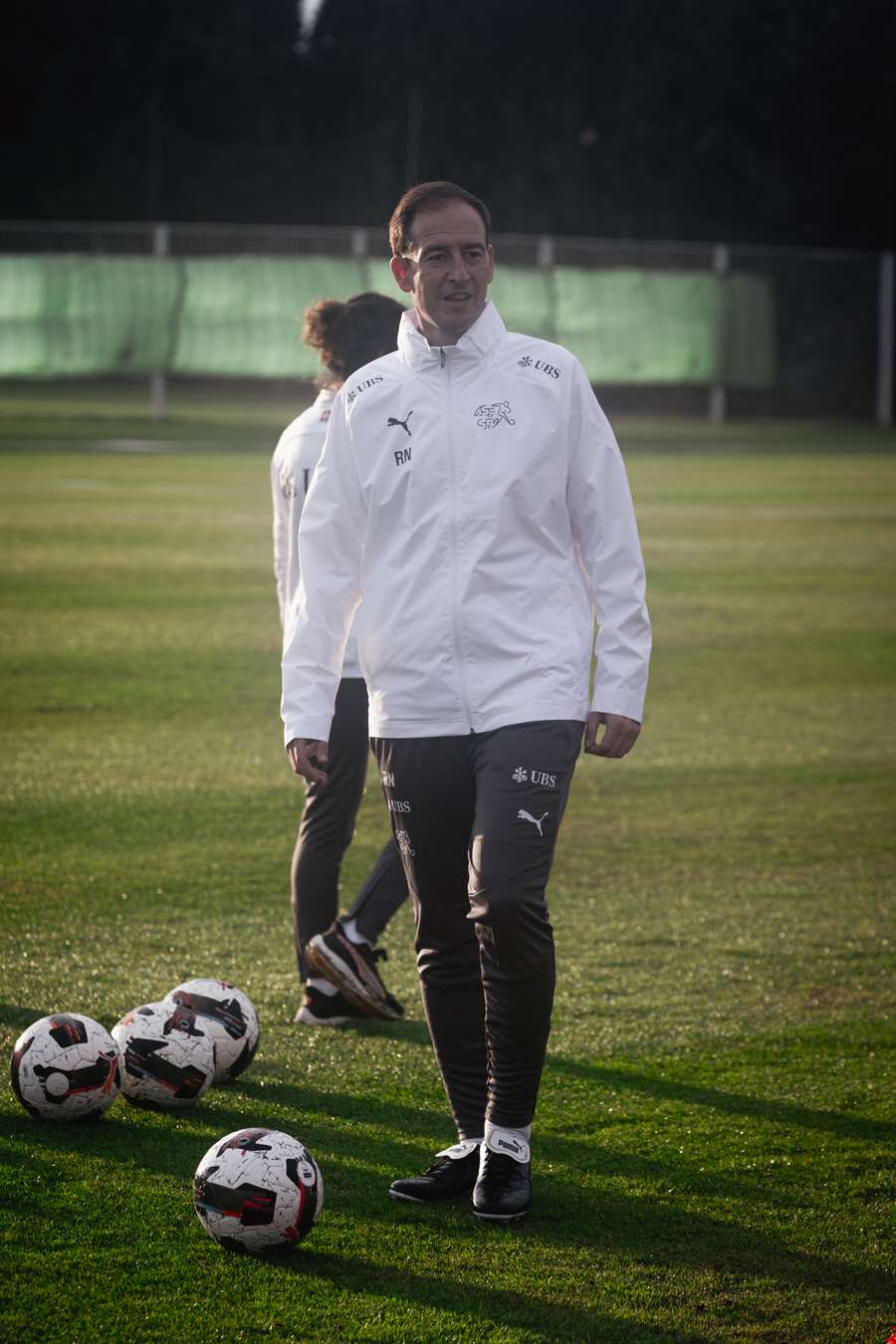 Rafel Navarro, en un entrenamiento con Suiza