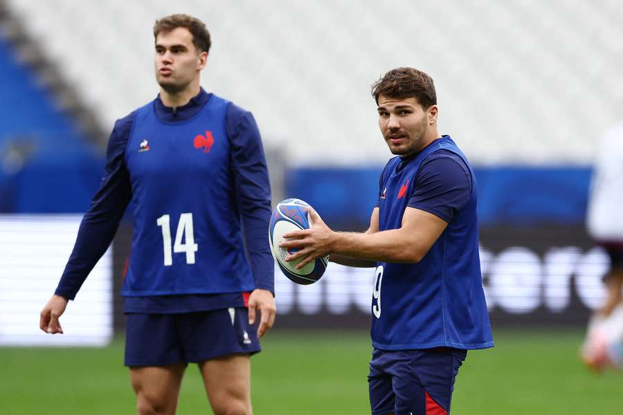 Antoine Dupont (r) makes his return to the France squad as Damian Penaud misses out