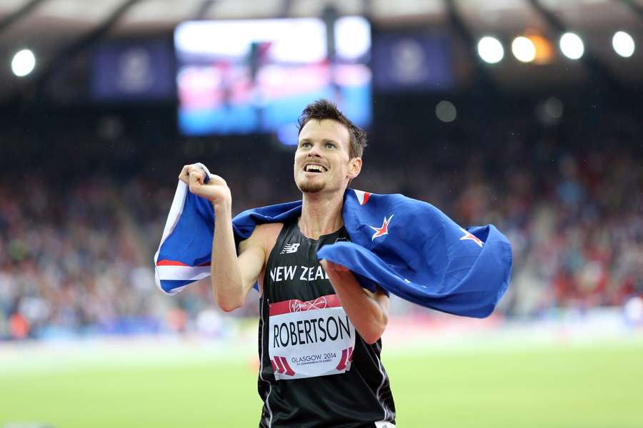 Robertson celebrates winning bronze at the 2014 Commonwealth Games