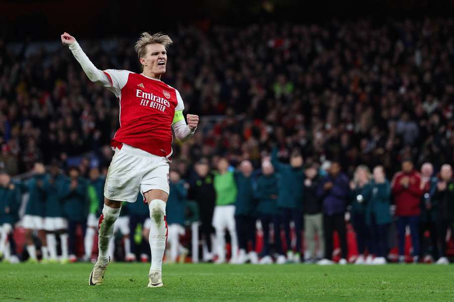 Odegaard celebrates Arsenal's win