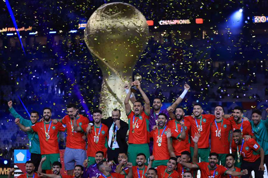 Morocco celebrate their Arab Cup triumph Morocco celebrate their Arab Cup triumph