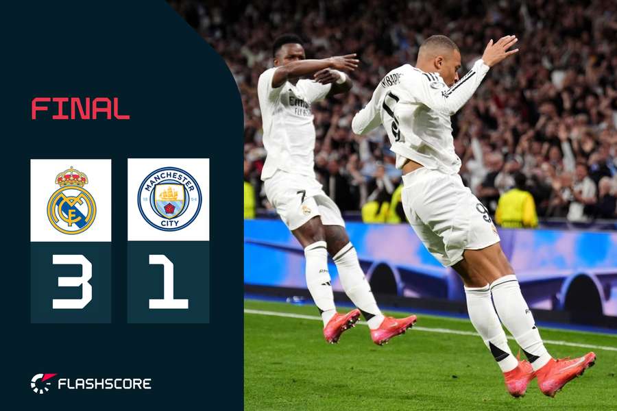 Mbappé celebra con Vinicius el 1-0