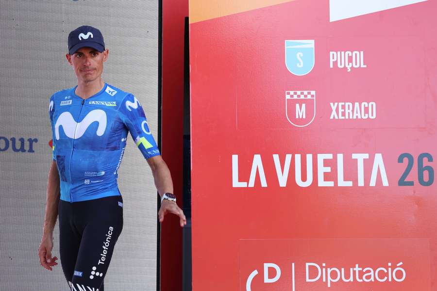New overall race leader Team Movistar's Spanish rider Enric Mas