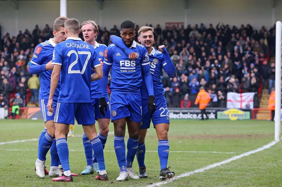 Kelechi Iheanacho heeft net de 1-0 gemaakt in de FA Cup-wedstrijd tegen Walsall