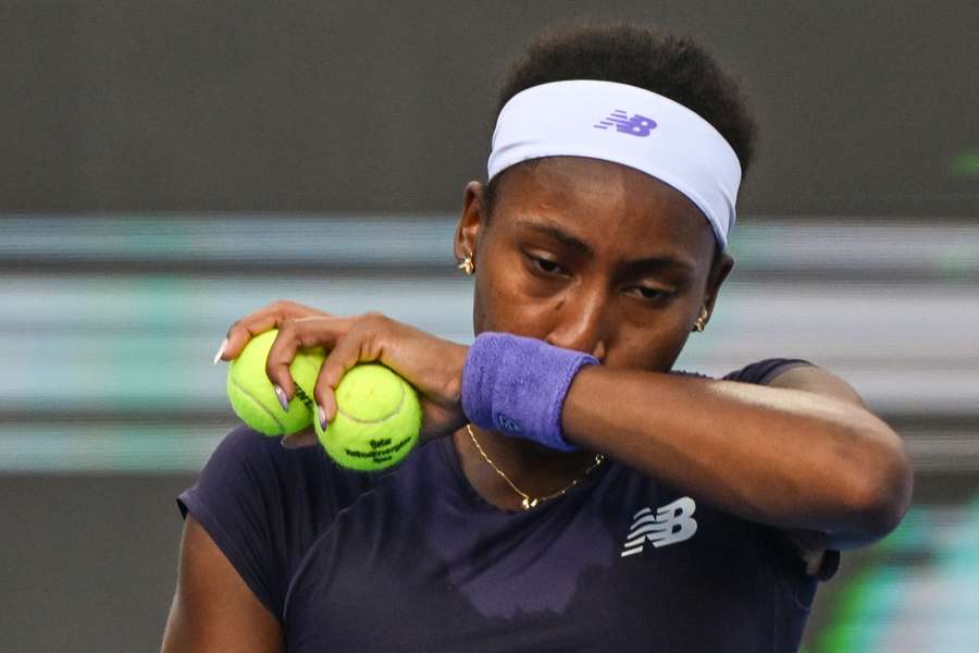 Coco Gauff of the United States during her match against Elisabetta Cocciaretto in Qatar