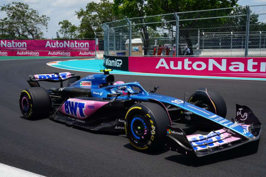 Alpine driver Pierre Gasly races out of turn 17 during the third practice for the Miami Grand Prix