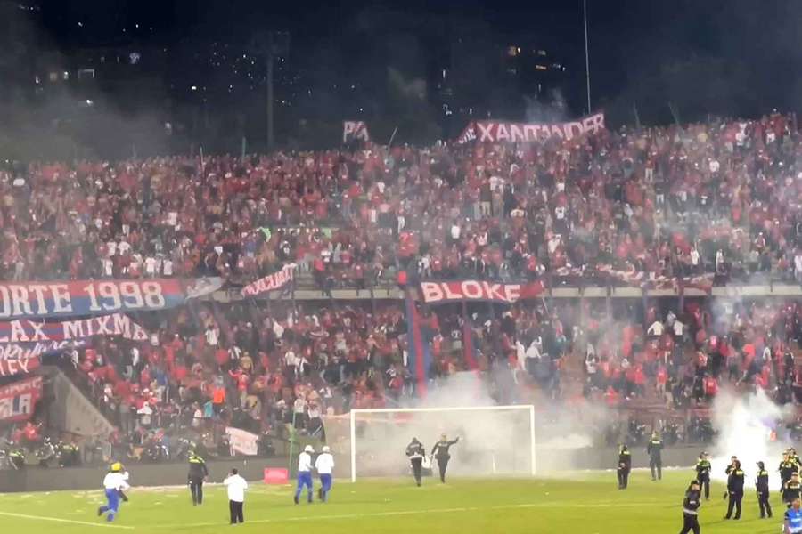 This AFPTV video grab shows clashes between fans during the Copa Colombia final