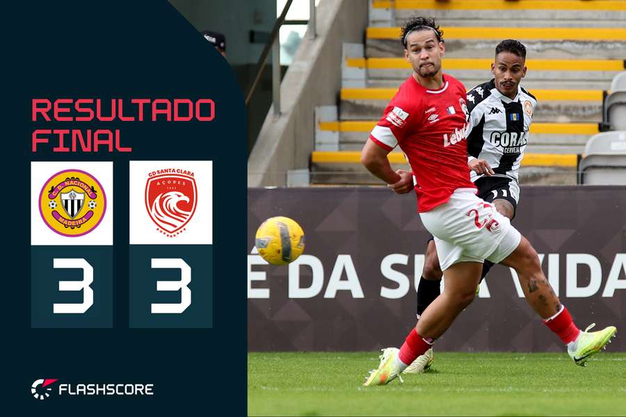 Paulinho Boia (Nacional) perante Sidney Lima (Santa Clara)