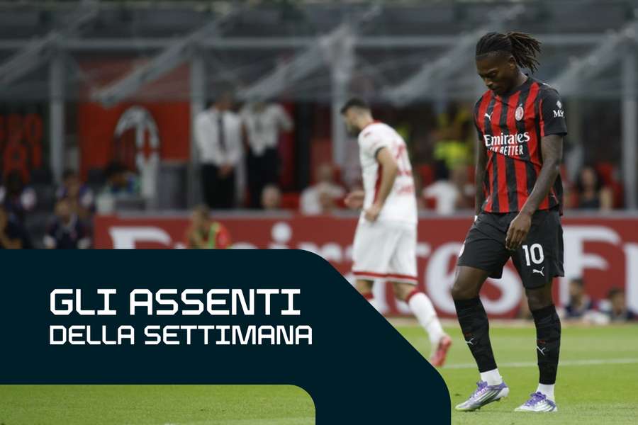 Rafael Leão infortunato durante Milan-Bari