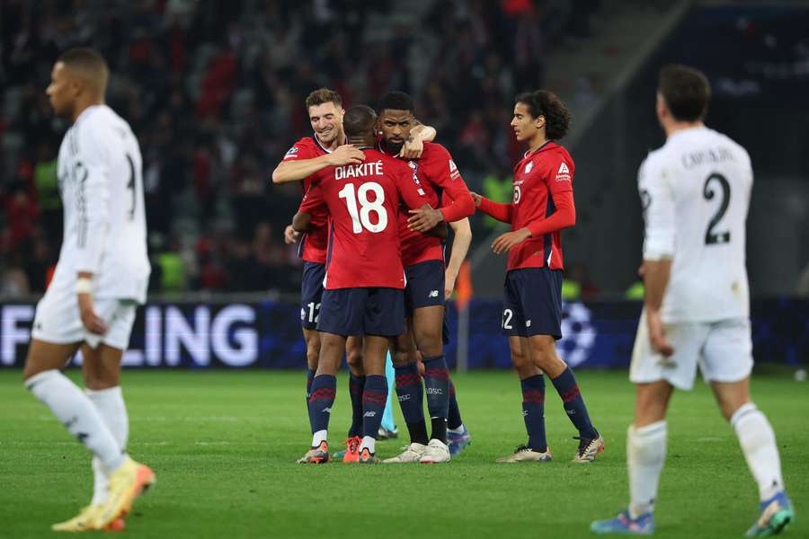 Il Lille festeggia la vittoria contro il Real Madrid