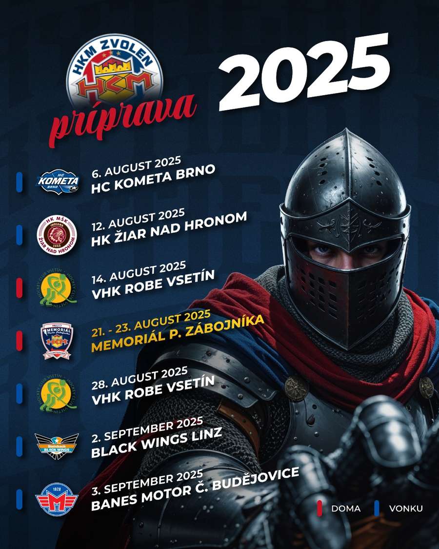 Zvolen se v přípravě utká i s Brnem, Vsetínem a Budějovicemi.