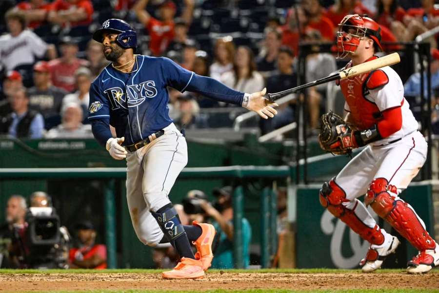 Tampa Bay Rays first baseman Yandy Diaz hits a three run home run