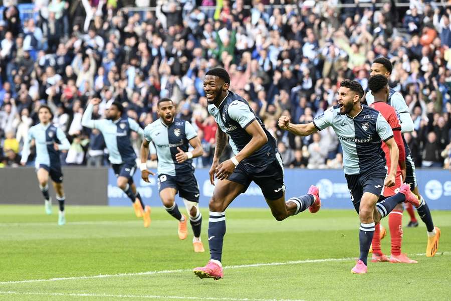 Josue Casimir slaví poslední gól AC Le Havre v Ligue 2.