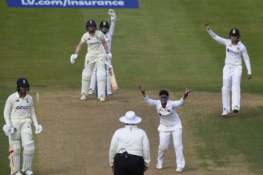 Deepti Sharma appeals successfully for wicket