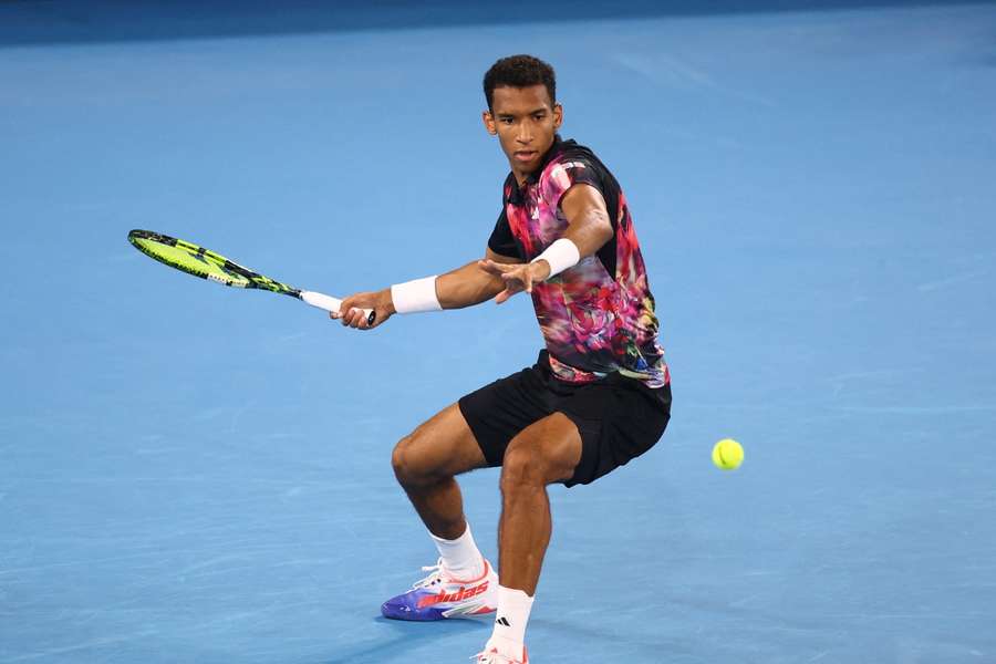 Felix Auger-Aliassime in action during his second round match