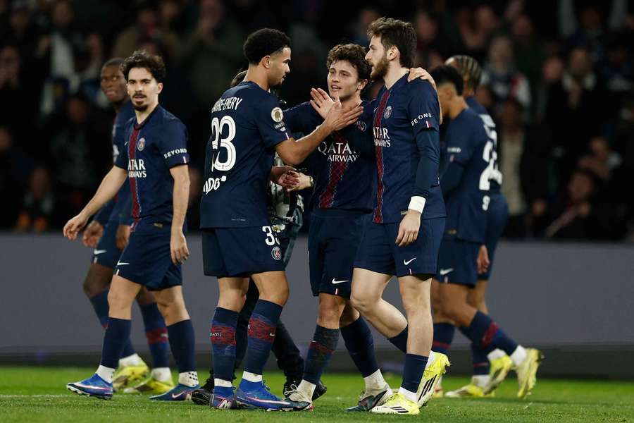 Le PSG lors du match contre Marseille au Parc des Princes.