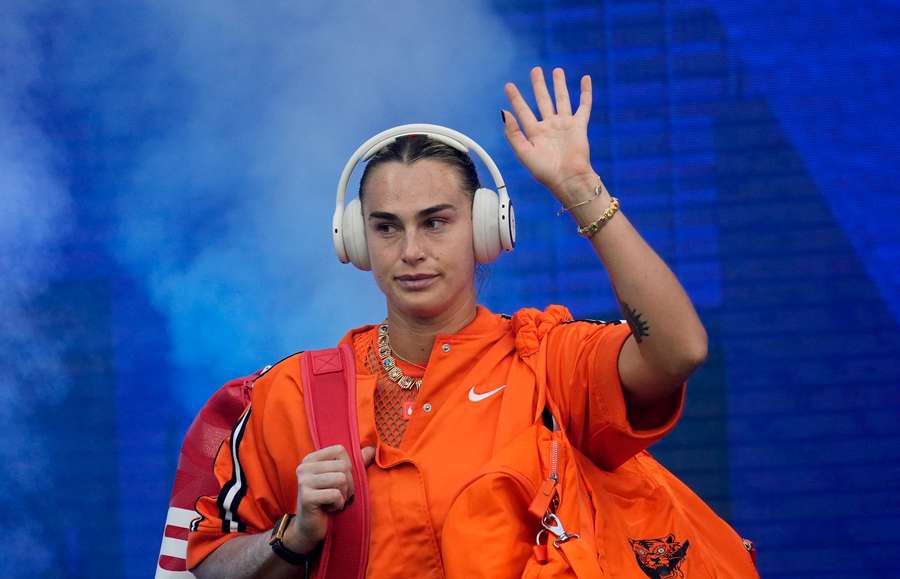 Aryna Sabalenka arrives on court ahead of her women's singles final match against Elena Rybakina Aryna Sabalenka arrives on court ahead of her women's singles final match against Elena Rybakina