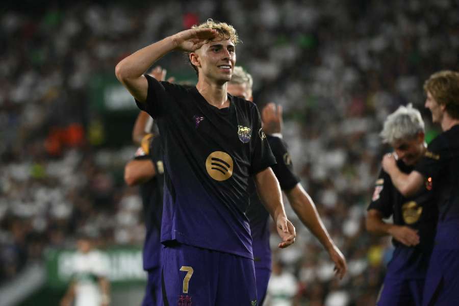 Fermin celebrates goal