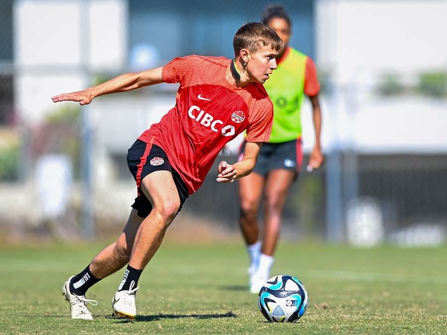 Quinn tijdens een training van Canada