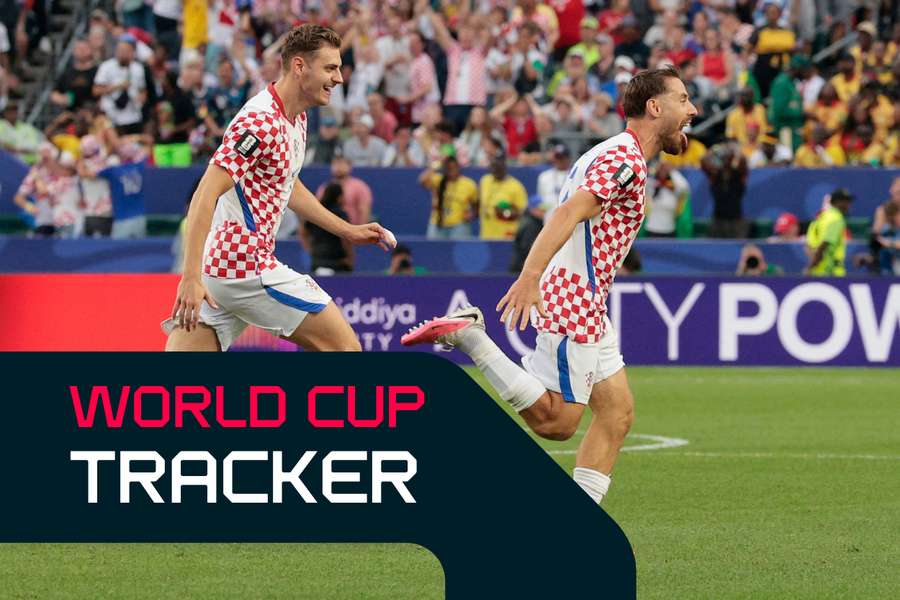 Croatia's Nikola Vlasic celebrates scoring their second goal.