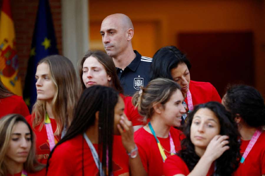 Royal Spanish Football Federation Luis Rubiales with the Spain team