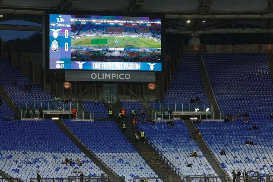 Near empty stands at the Stadion Olimpico during the Lazio-Atalanta clash Near empty stands at the Stadion Olimpico during the Lazio-Atalanta clash