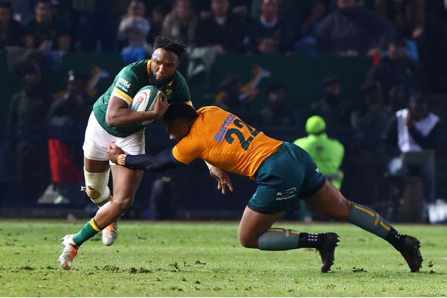 South Africa's Lukhanyo Am in action against Australia
