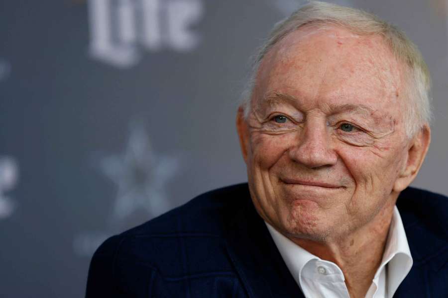 Dallas Cowboys own and general manager Jerry Jones at a press conference (January 2025)