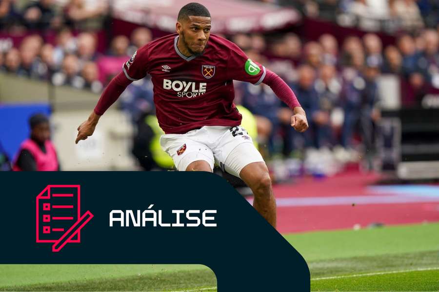 Jean-Clair Todibo, do West Ham, em ação frente ao Arsenal Jean-Clair Todibo, do West Ham, em ação frente ao Arsenal