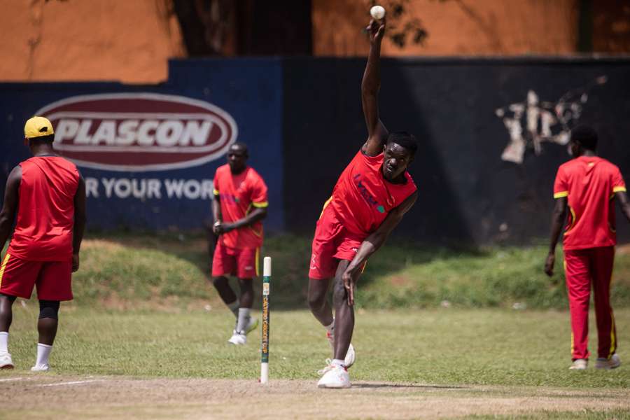 Uganda's players warm up ahead of the T20 World Cup