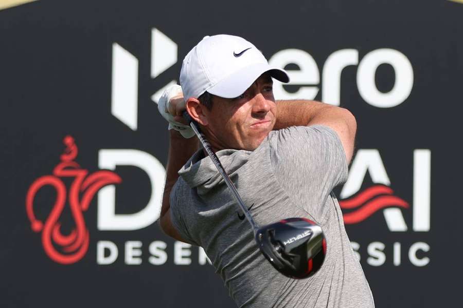 Rory McIlroy during a practice round for the Dubai Desert Classic