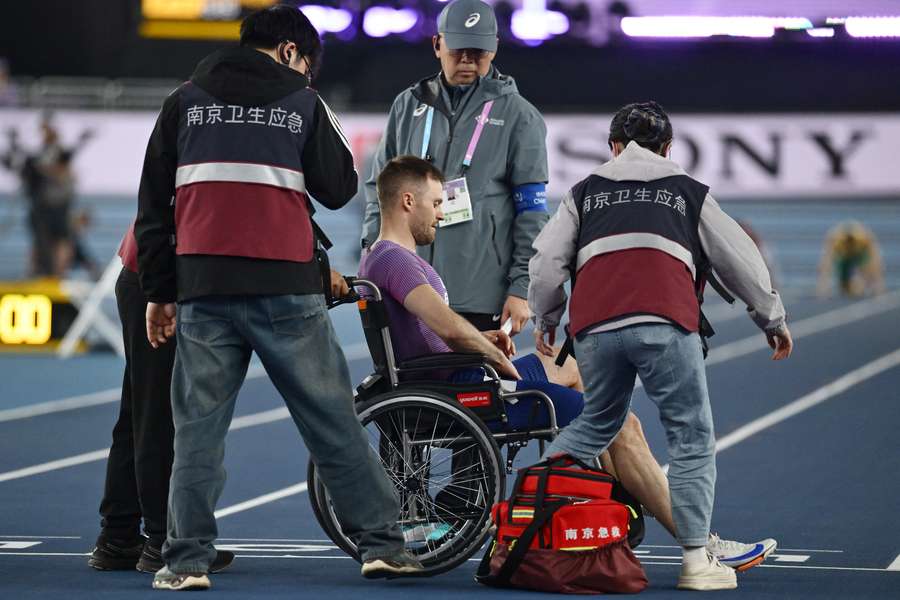 Great Britain's Andrew Robertson was helped into a wheelchair after suffering an injury Great Britain's Andrew Robertson was helped into a wheelchair after suffering an injury