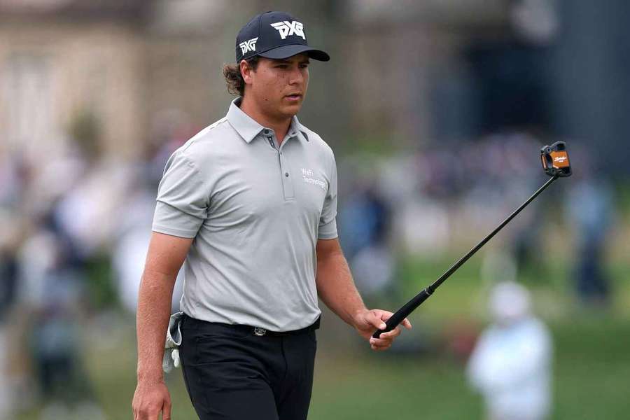 Aldrich Potgieter reacts on the ninth green during the second round of the PGA Championship
