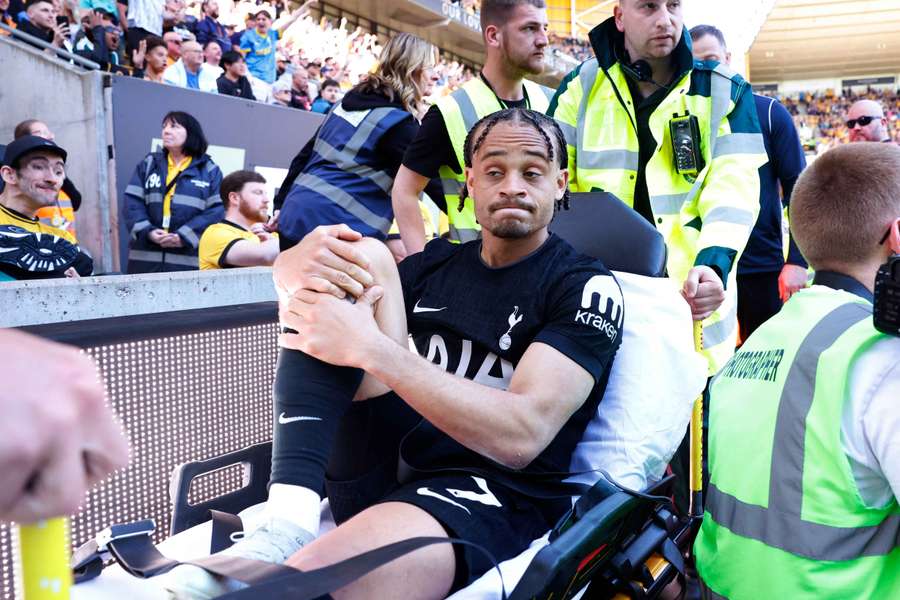 Xavi Simons gets stretchered off in Spurs' Premier League game against Wolverhampton Wanderers