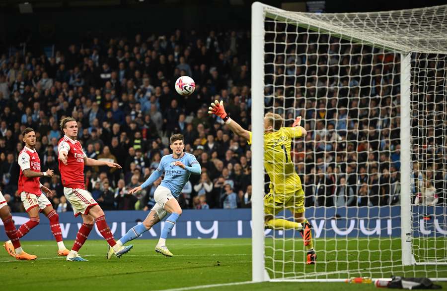 John Stones scores Man City's second goal just before half-time