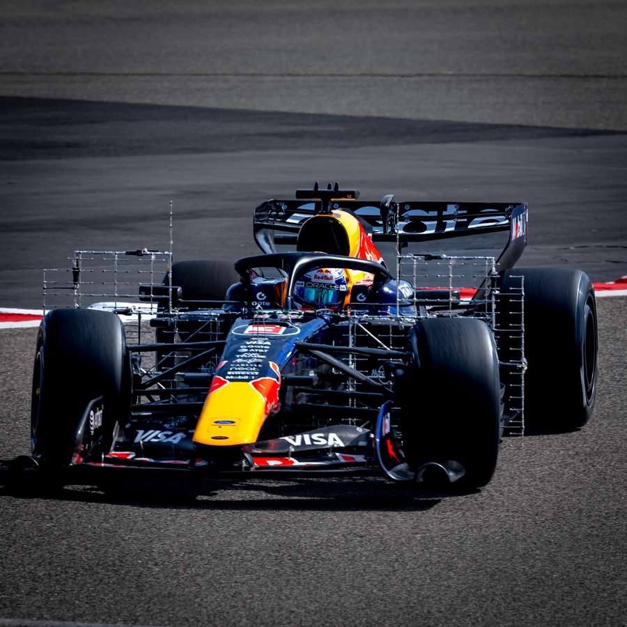 Max Verstappen during Thursday's pre-season testing session in Bahrain