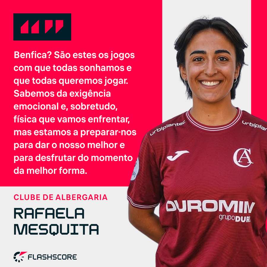 Rafaela Mesquita projeta duelo com o Benfica
