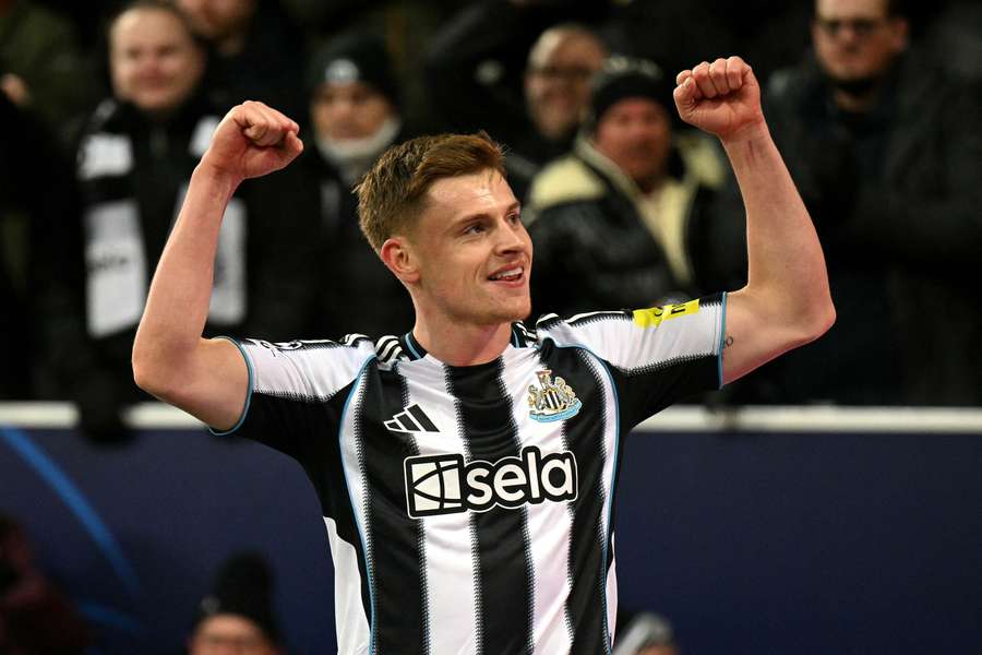 Harvey Barnes celebrates after scoring for Newcastle