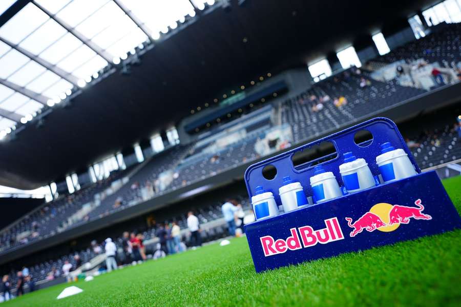 A container of Red Bull drinks at Craven Cottage