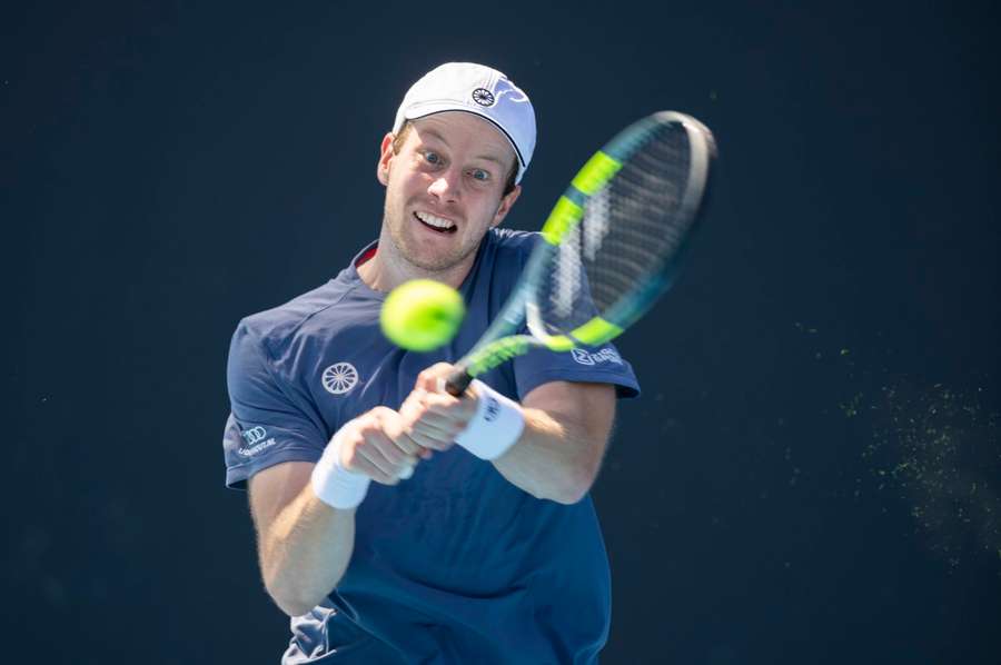 Botic van de Zandschulp in his match against Juncheng Shang at the Australian Open