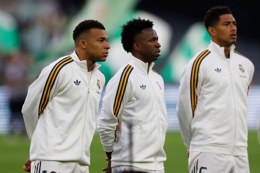 De izquierda a derecha, Mbappé, Vinicius y Bellingham