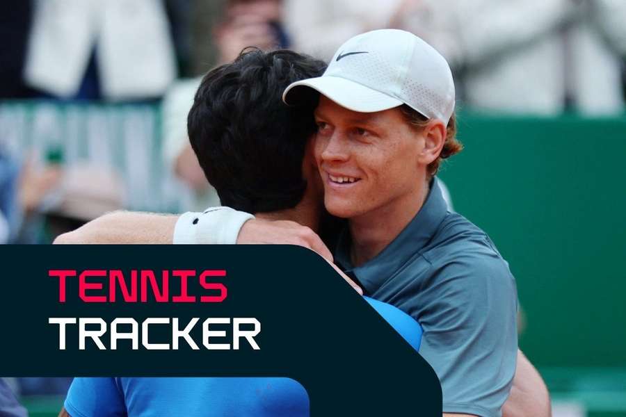 Jannik Sinner and Carlos Alcaraz embrace after the match