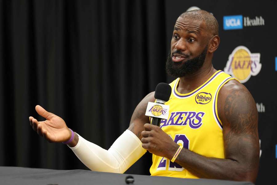 LeBron Jame speaking with the media ahead of his 23rd NBA season.