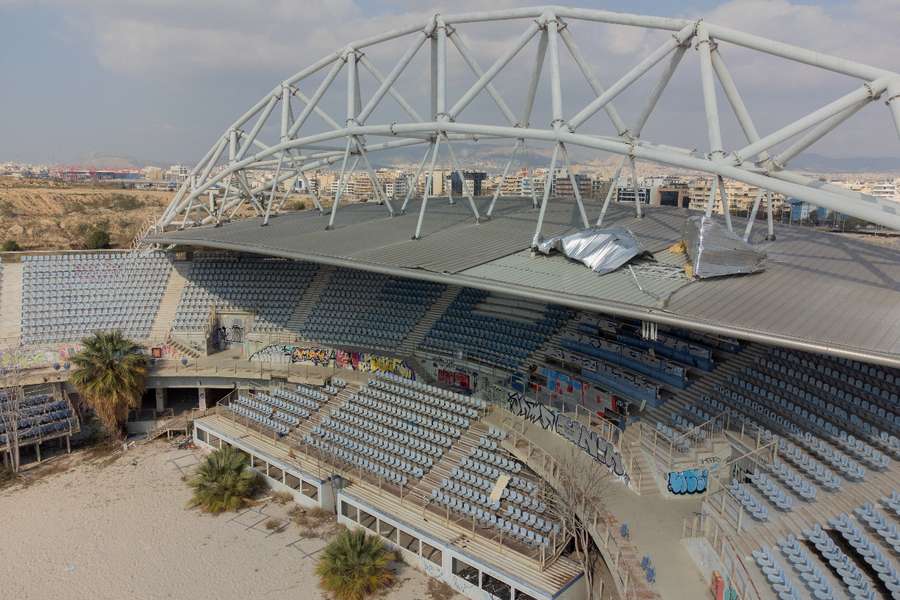 The beach volleyball arena where Misty May and Kerri Walsh won Olympic gold for the USA in 2004 now lies in a state of semi-ruin