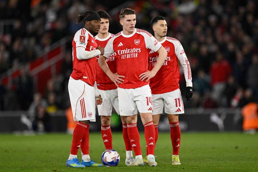 Arsenal's Viktor Gyokeres, Noni Madueke, Christian Norgaard and Gabriel Martinelli