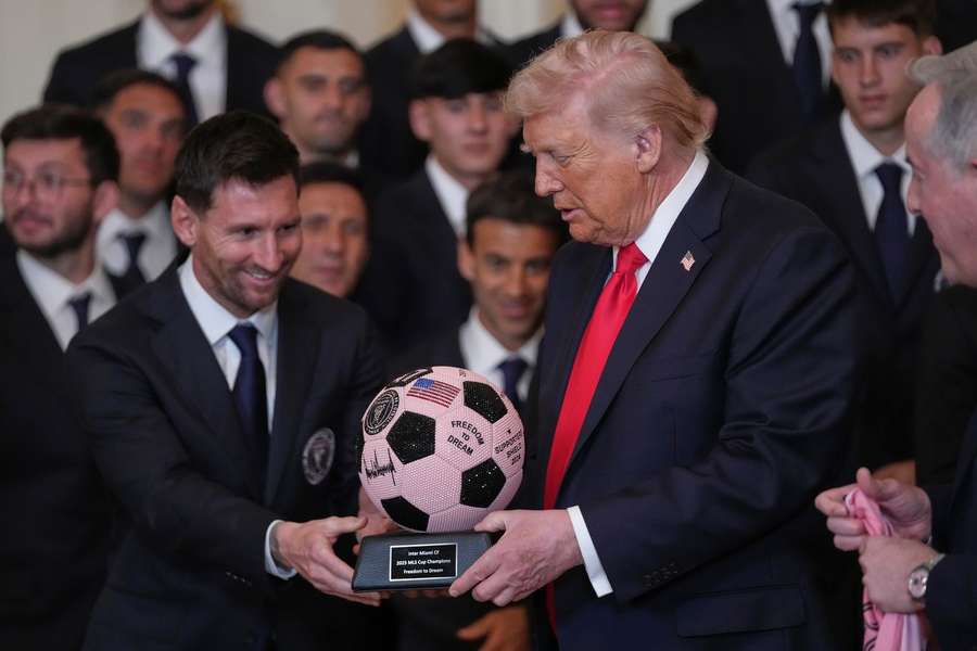Messi (l.) und Trump (r.) im Weißen Haus