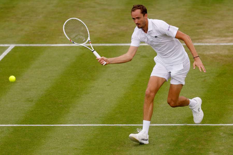 Russia's Daniil Medvedev in action during his second-round match against Spain's Daniel Merida