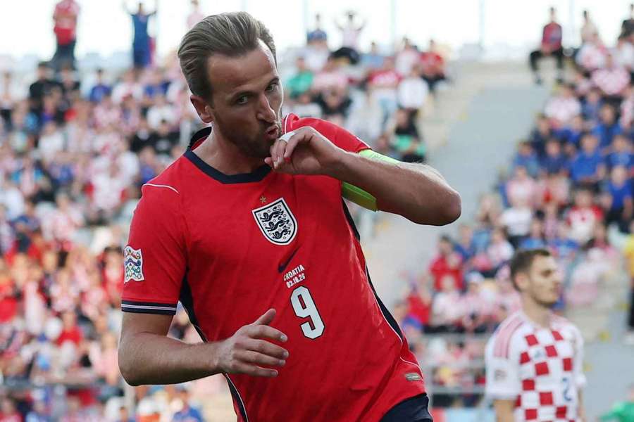 Harry Kane celebrates scoring England's first goal against Croatia Harry Kane celebrates scoring England's first goal against Croatia